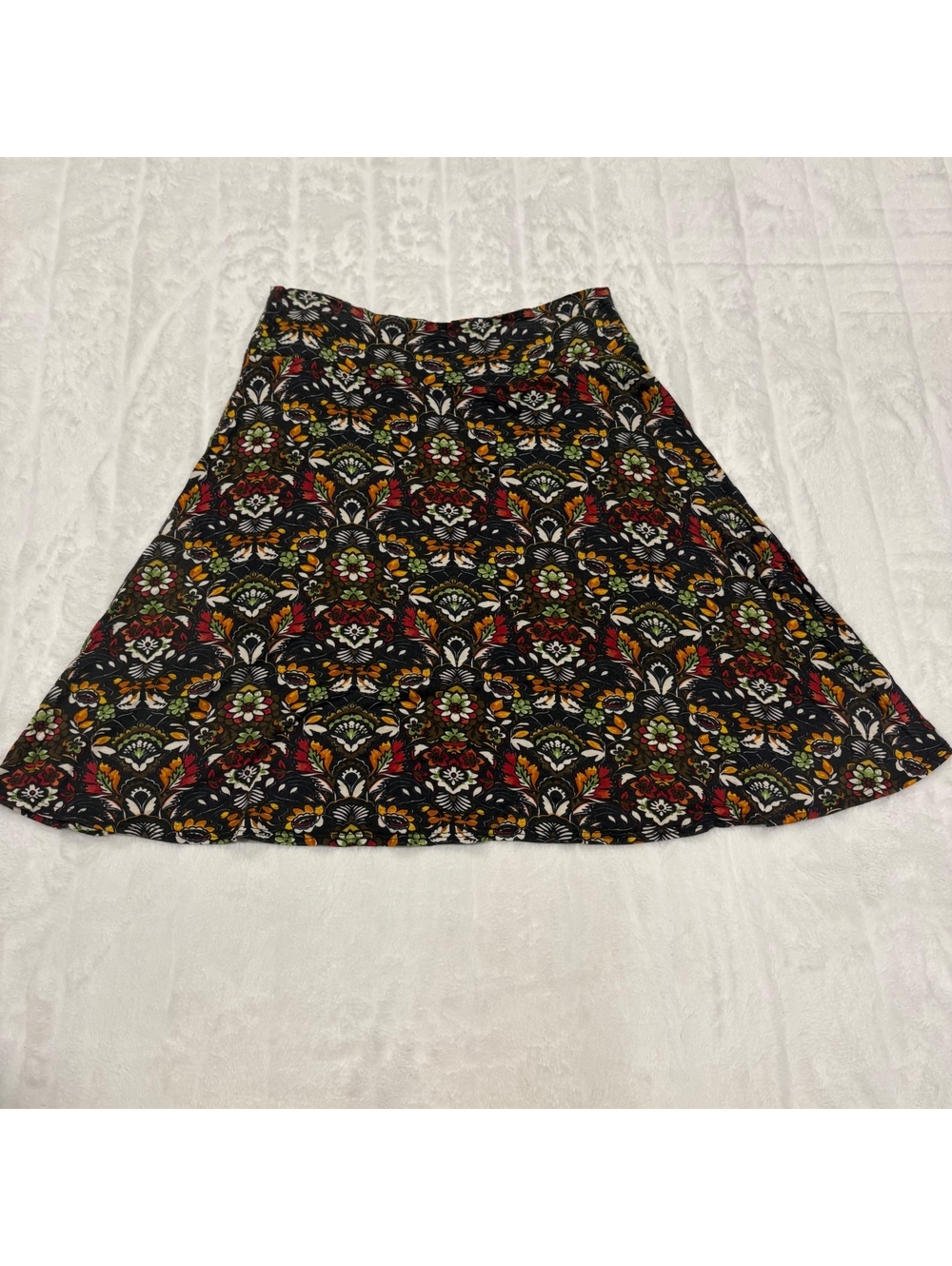 Salaam Floral Pattern USA Made A-Line Skirt Women Large Cotton Blend Comfortable